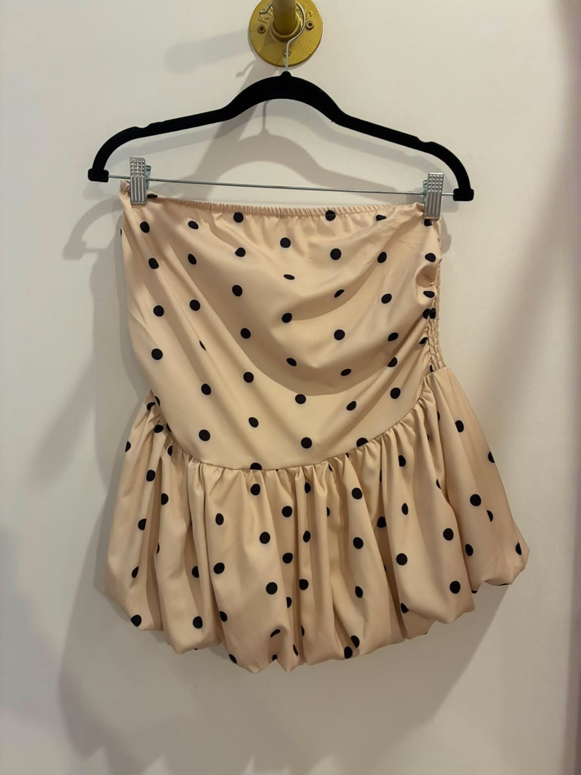 Polka Dot Strapless Peplum Top