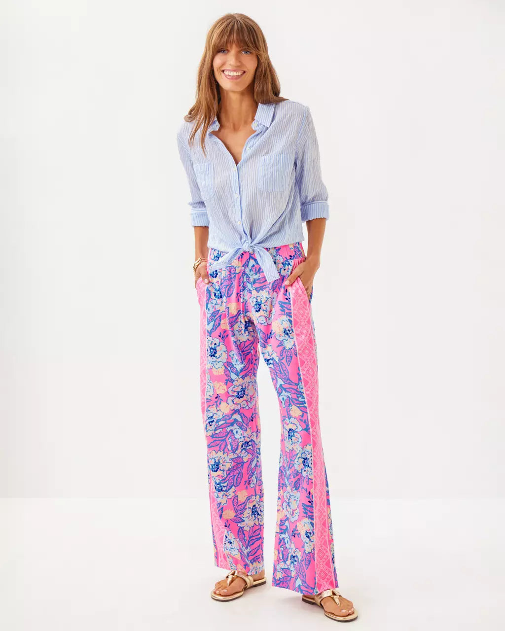 Lilly Pulitzer 32" Bal Harbour Palazzo Pant Multi Totally Koalafied Engineered Bottom