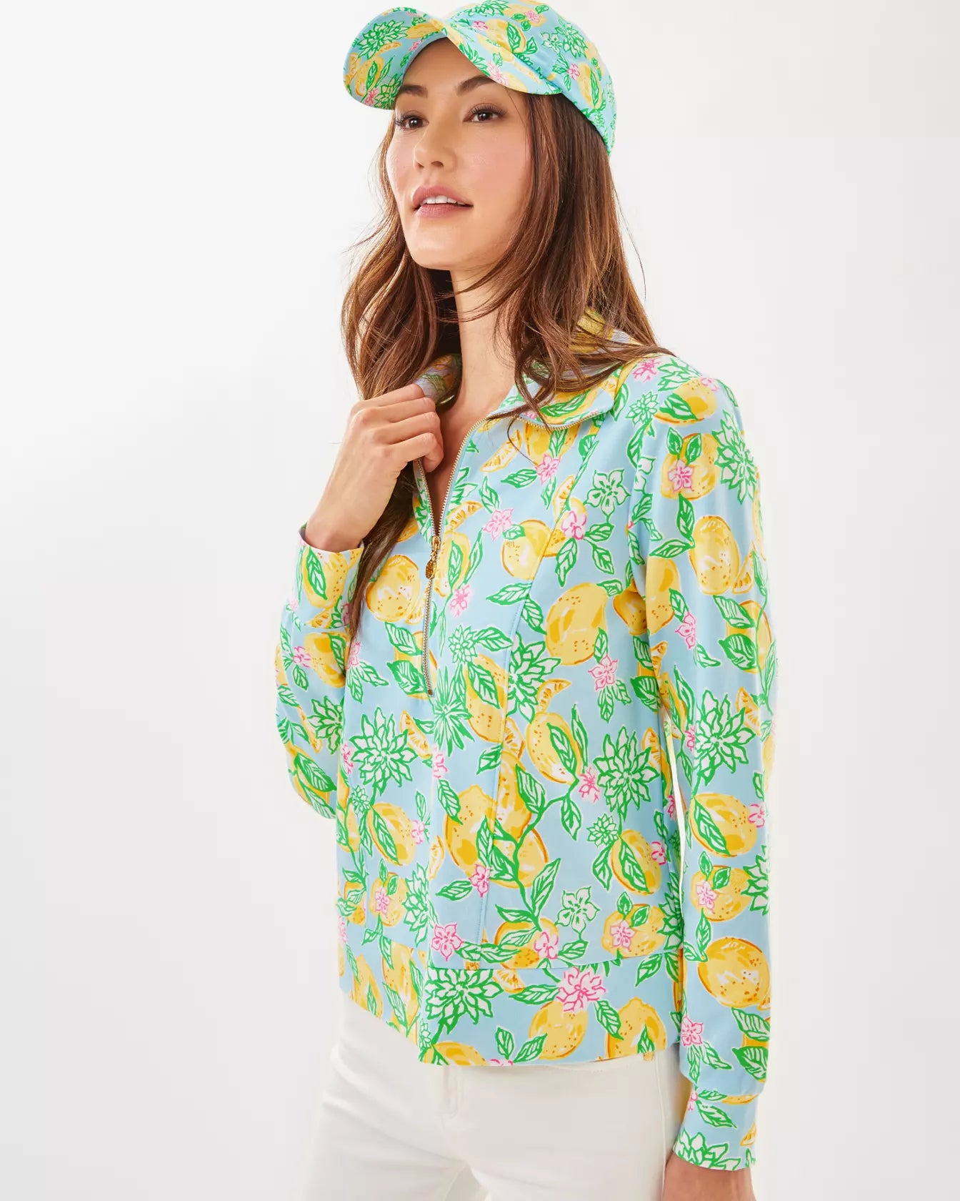 Lilly Pulitzer UPF 50+ Eleni Pullover Bluette Make Lemonade