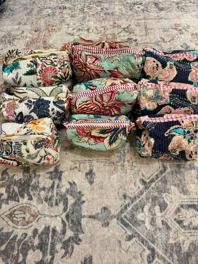 Nestling Quilted Cosmetic Pouches