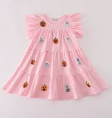 Little Girl Pink Halloween Sequin Dress