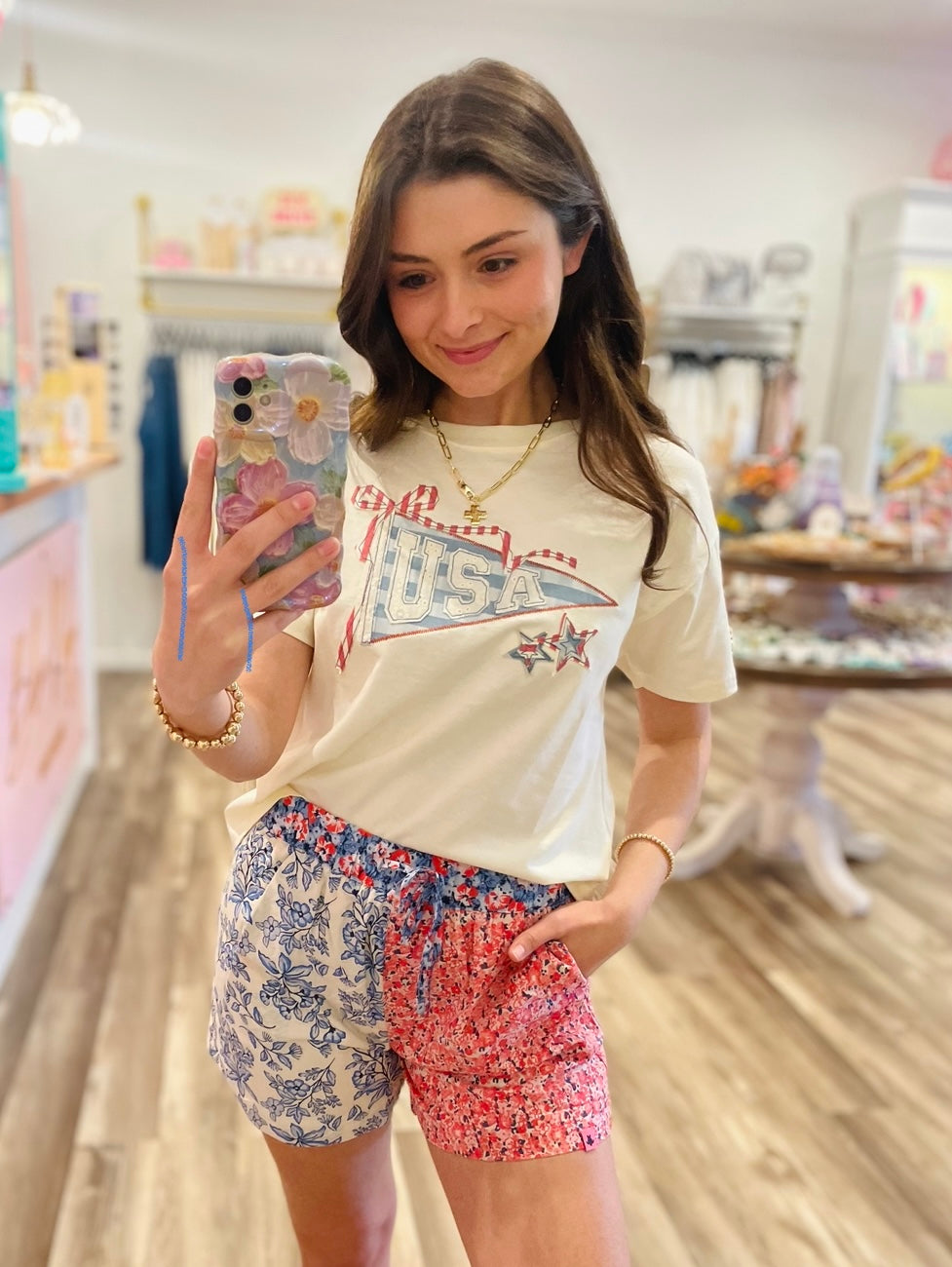 Simply Southern USA Pennant Bow Appliqué T-Shirt