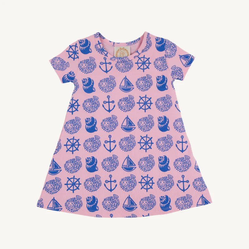 The Beaufort Bonnet Company Polly Play Dress Short Sleeve Wilmington Waters Pier Party Pink