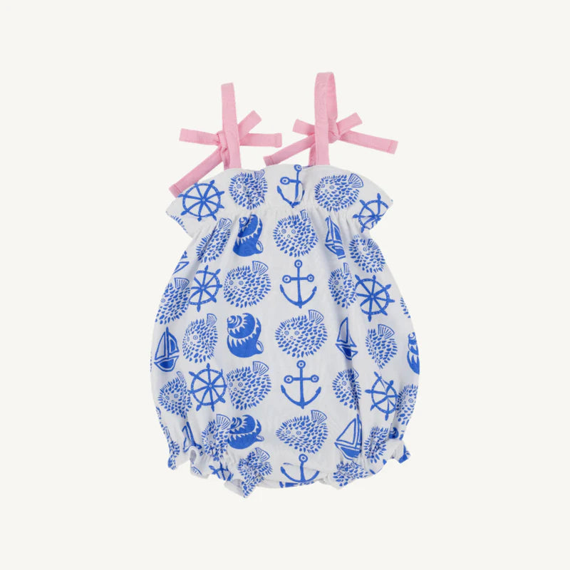 The Beaufort Bonnet Company Rosey Romper Wilmington Water (White) Pier Party Pink