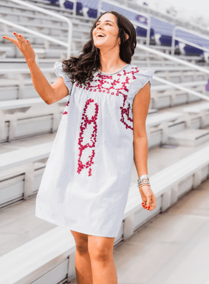 Courtney Embroidered Ruffle Dress