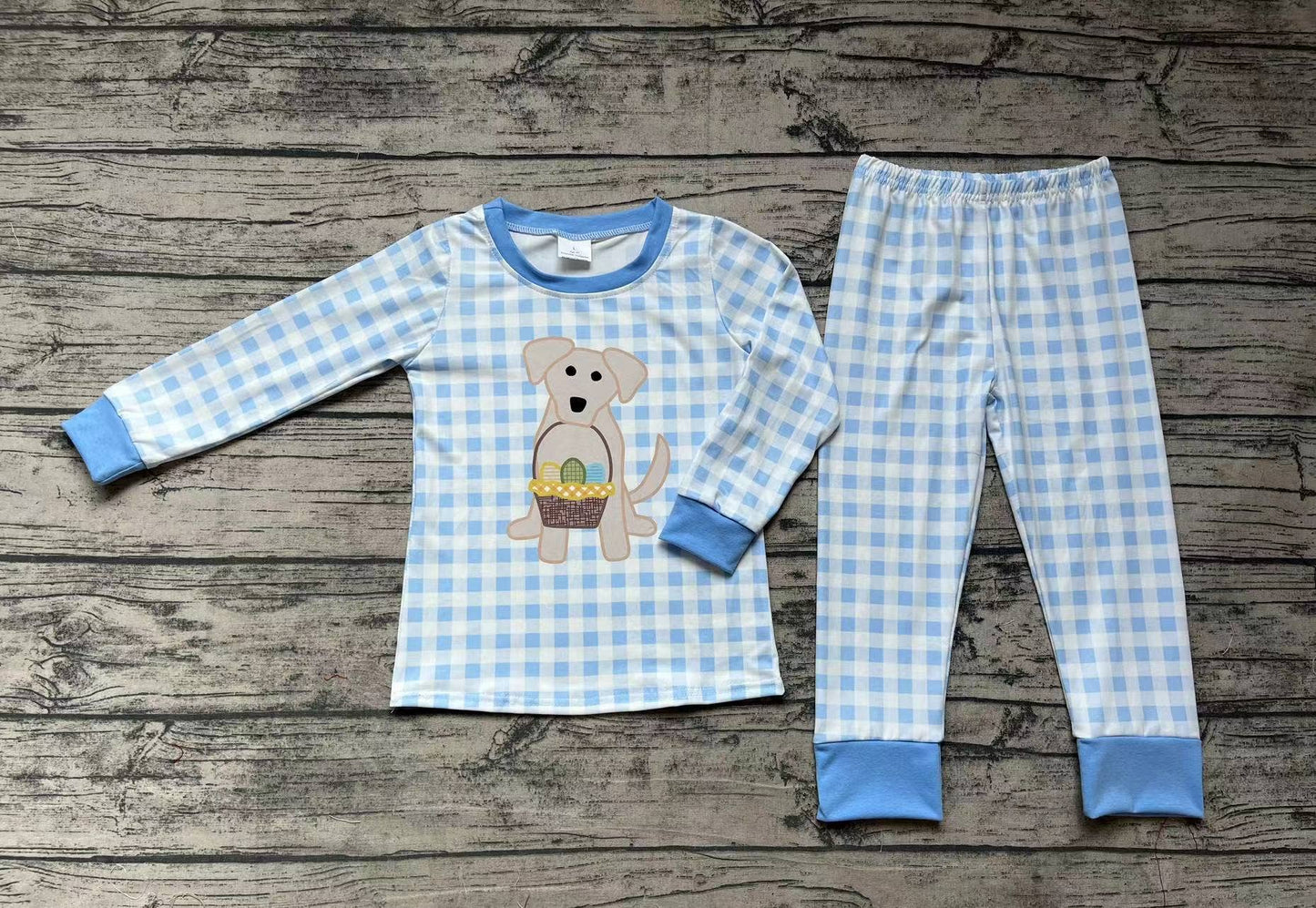 Little Boy Easter Dog Plaid Set