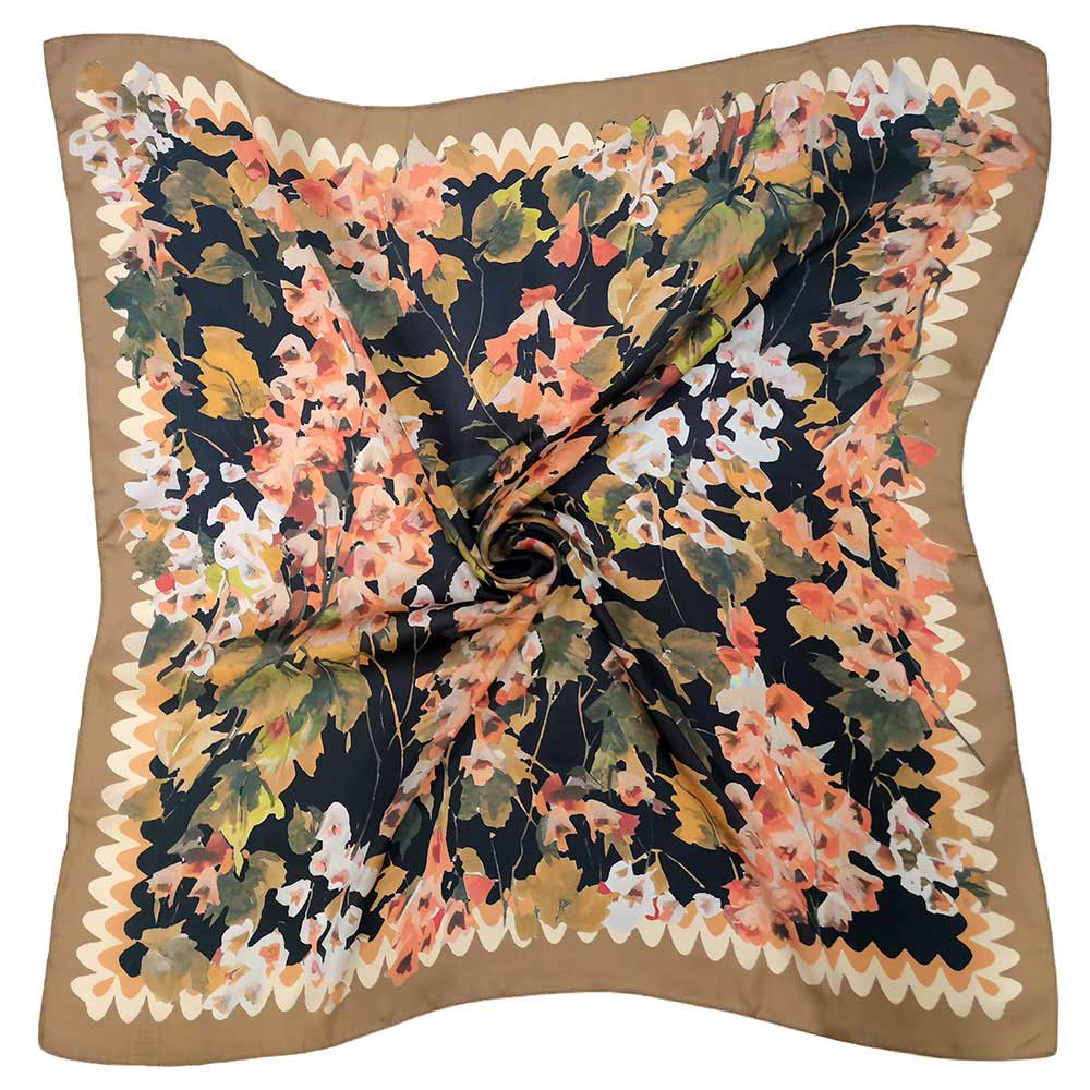 Watercolor Floral Print Square Scarf