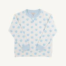 The Beaufort Bonnet Company Cassidy Comfy Crewneck Boy Vintage-Prep Pumpkin Pails Buckhead Blue