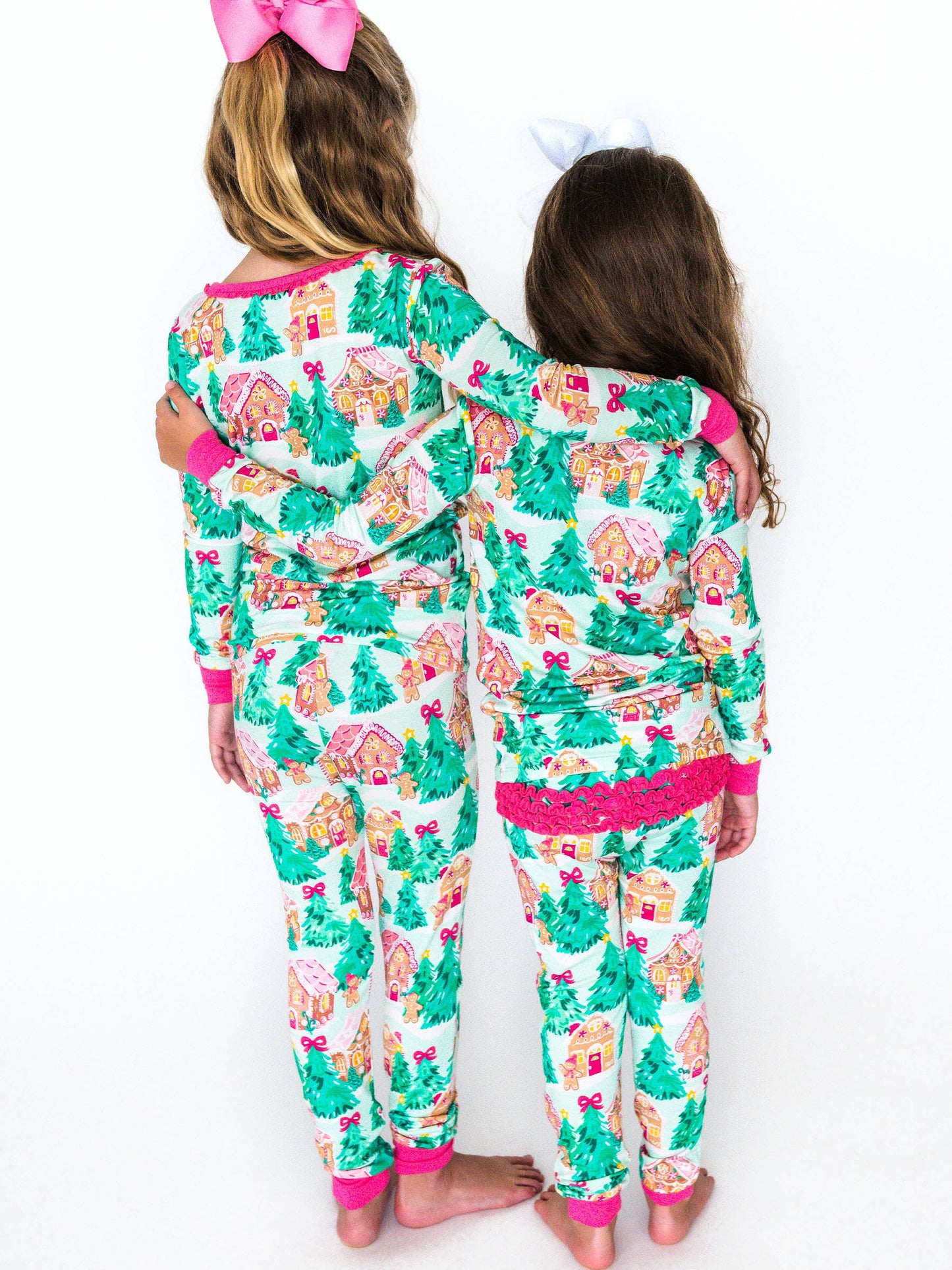 RuffleButts SoftSnooze™ Toddler Jolly Gingerbread Ruffle Long Sleeve Pajama Set