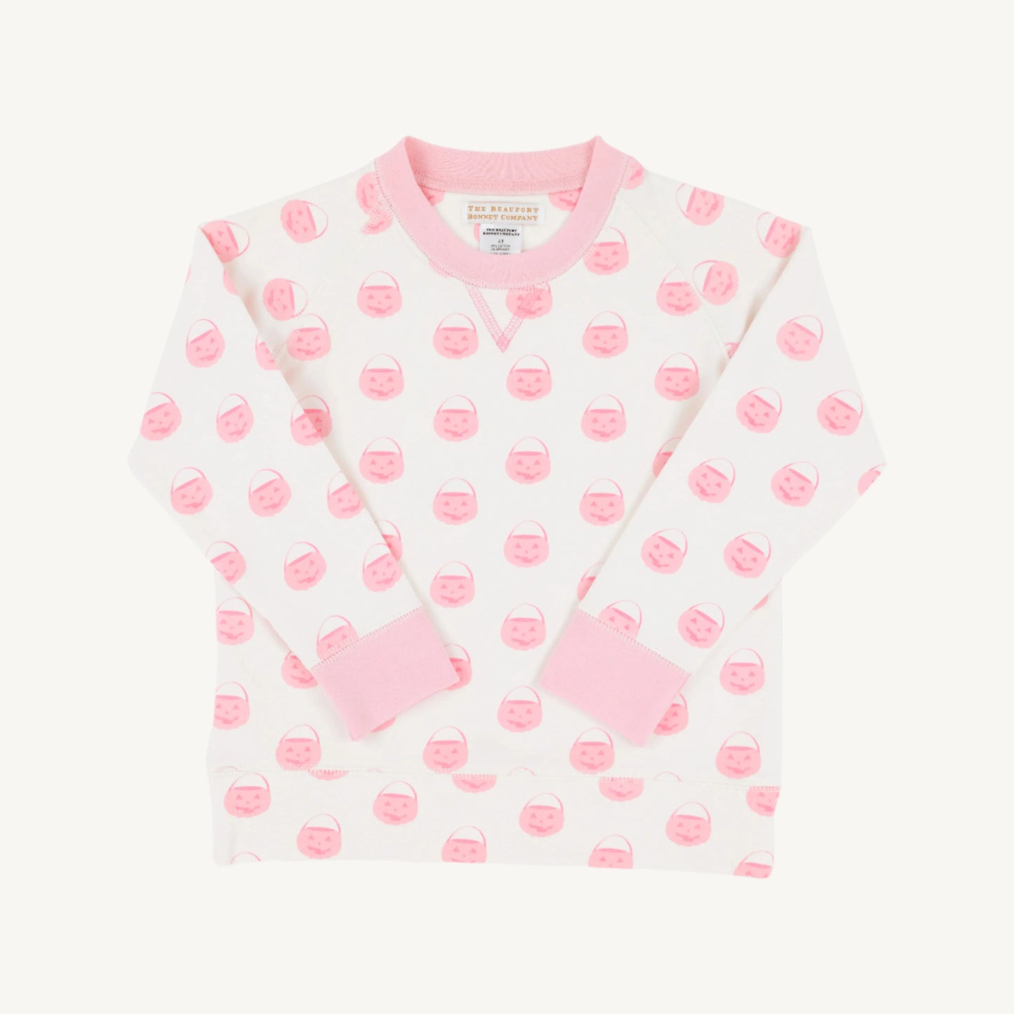 The Beaufort Bonnet Company Cassidy Comfy Crewneck Vintage-Prep Pumpkin Pails with Sandpearl Pink