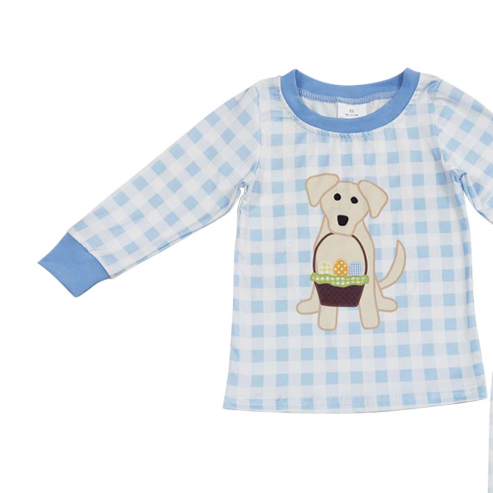Little Boy Easter Dog Plaid Set