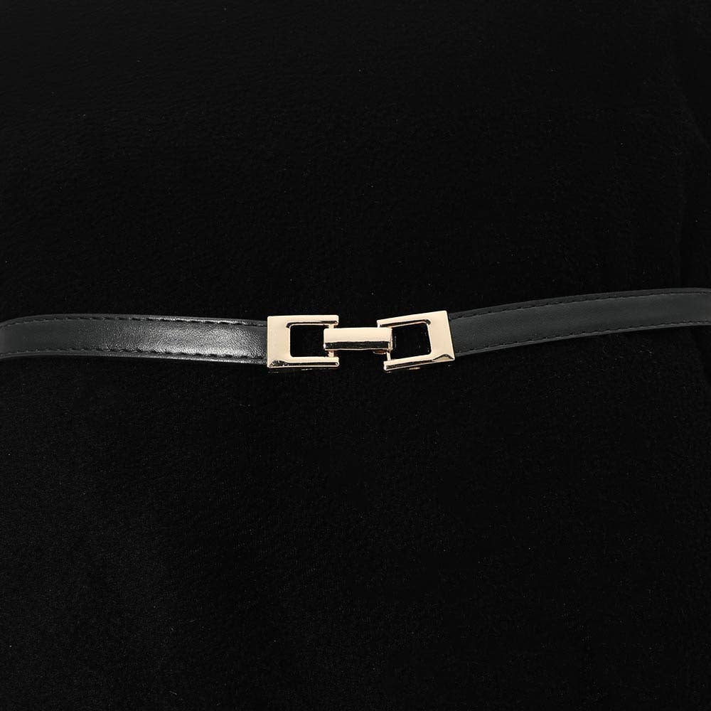 Faux Leather Geometric Buckle Slim Waist Belt