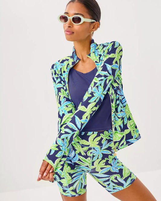 Lilly Pulitzer Breaker Jacket UPF 50+ Sapphire Pool Tropical Pool