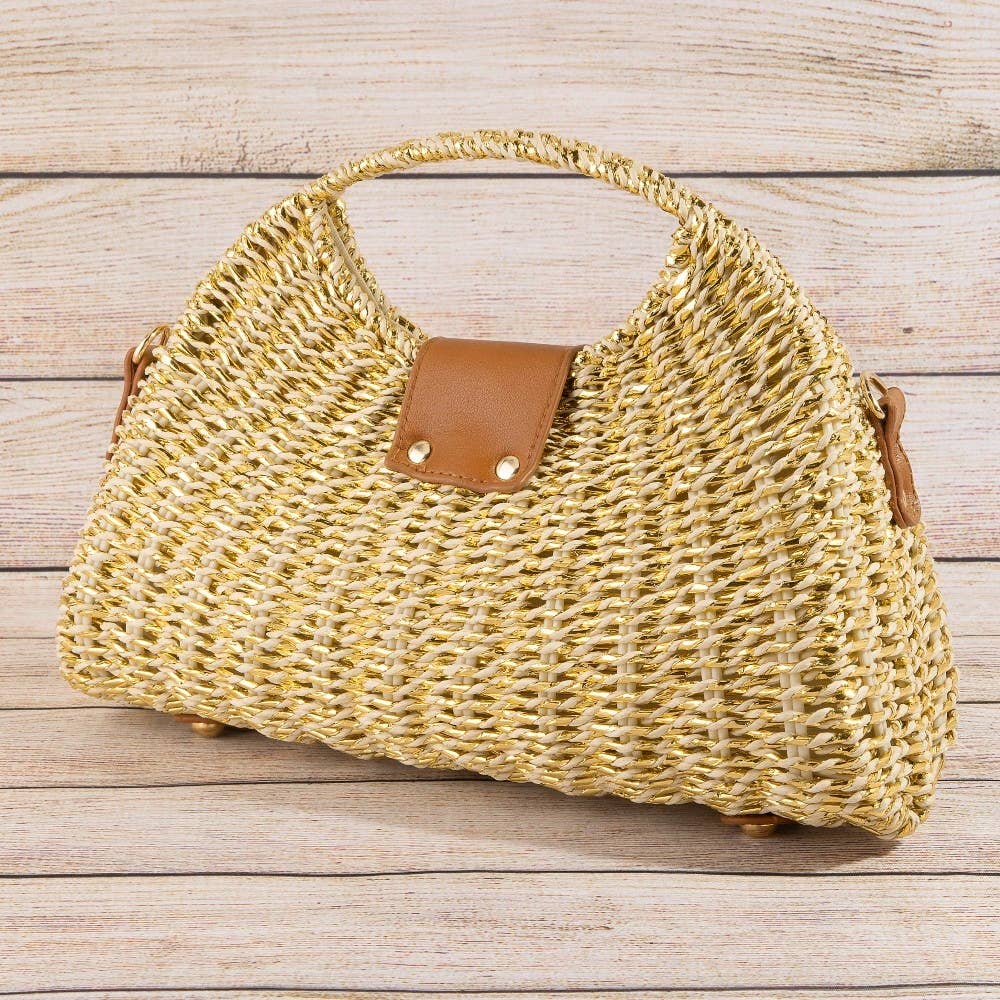 Woven Straw Top Handle Handbag