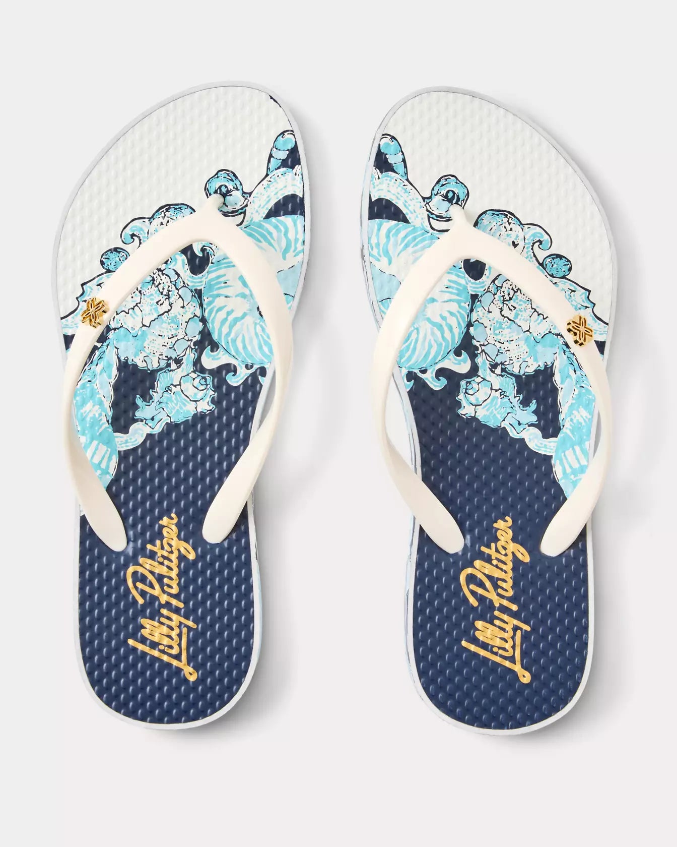 Lilly Pulitzer Pool Flip Flop, Resort White Shell Shine Engineered Shoe
