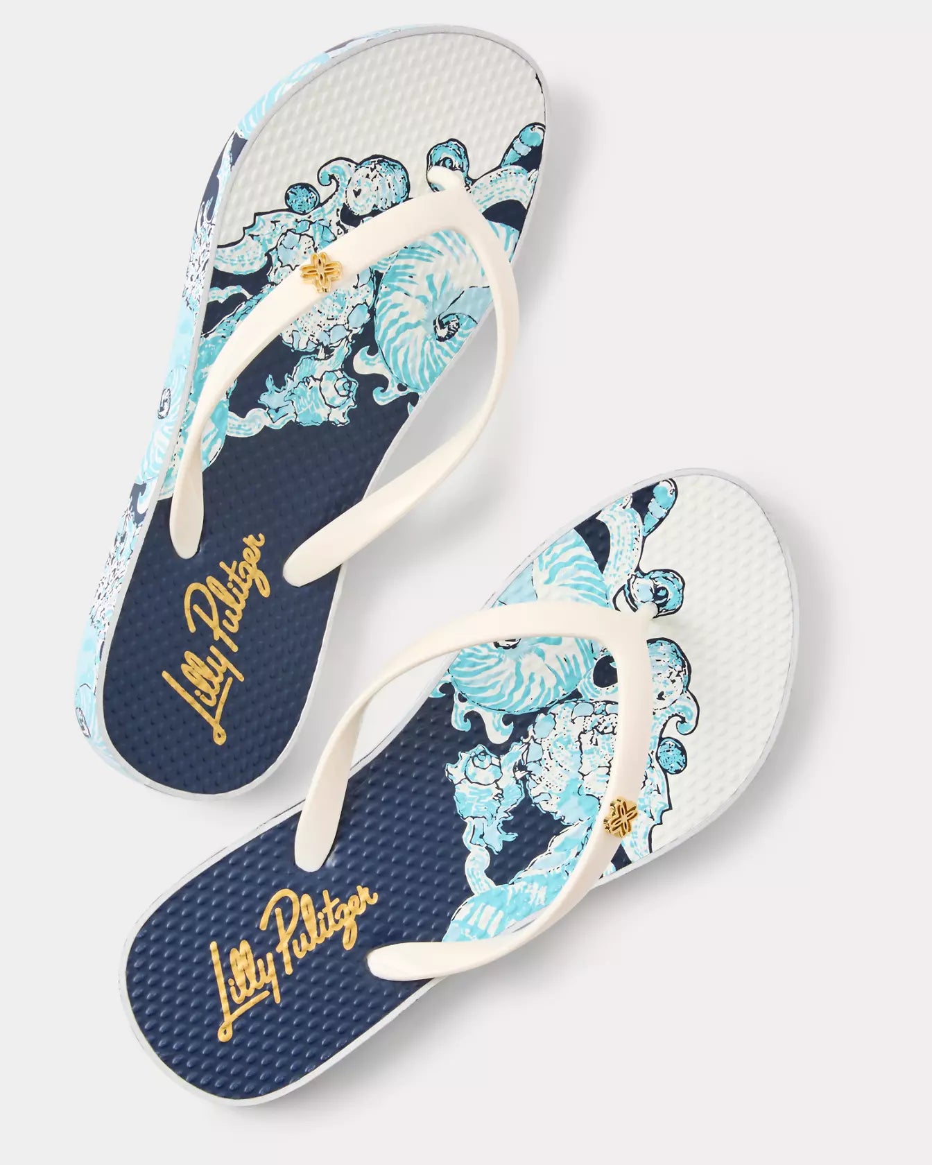Lilly Pulitzer Pool Flip Flop, Resort White Shell Shine Engineered Shoe