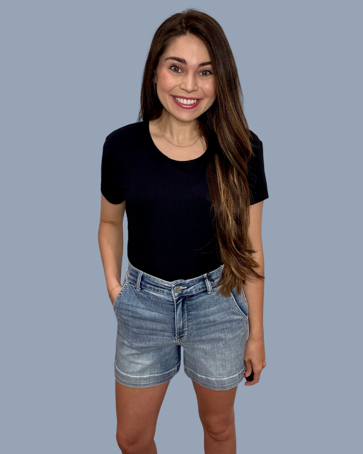 Judy Blue Mid Rise Denim Trouser Short