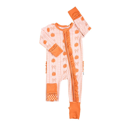 Reagan RUFFLE ZIP Bamboo Pumpkin Baby Outfit