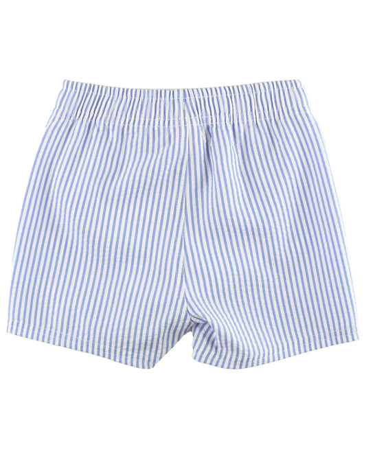 Boys Periwinkle Blue Seersucker Swim Trunks