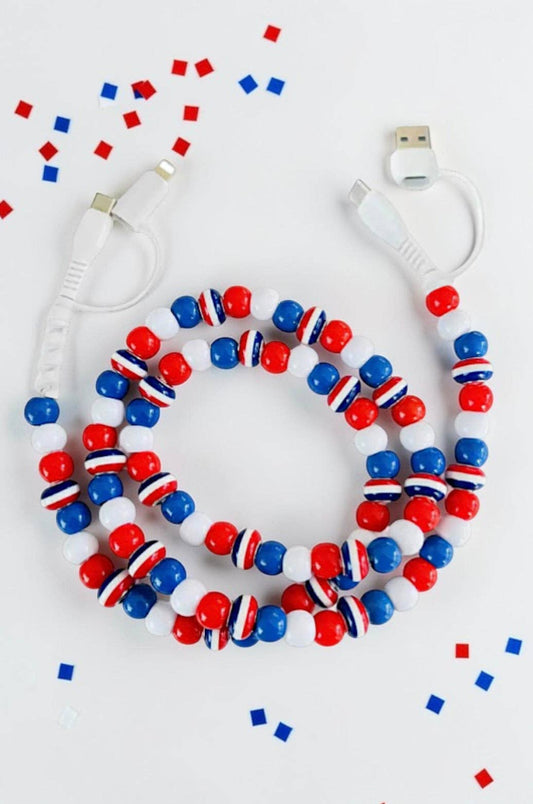 Red White and Blue Beaded Charger