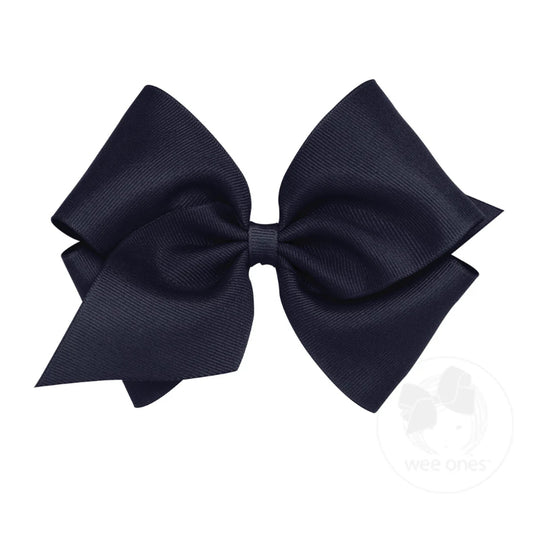 Wee Ones Navy Classic Grosgrain Hair Bow (Plain Wrap)