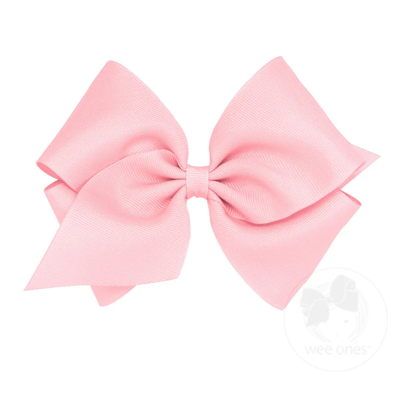 Wee Ones Light Pink Classic Grosgrain Hair Bow (Plain Wrap)