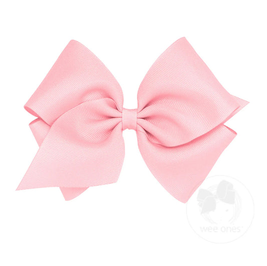 Wee Ones Light Pink Classic Grosgrain Hair Bow (Plain Wrap)