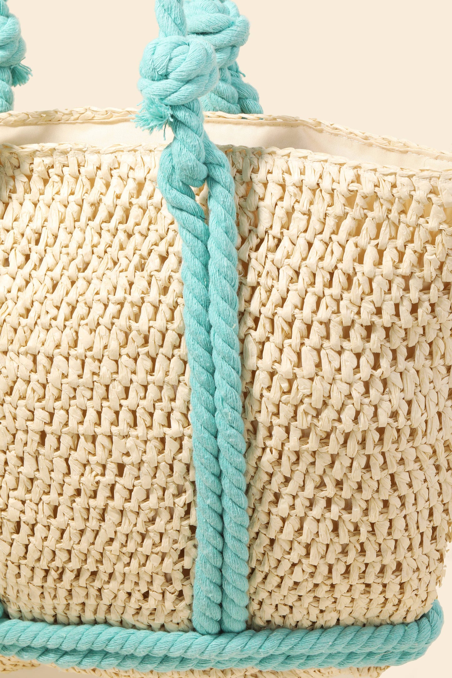 Rope Handle Straw Braided Tote Bag