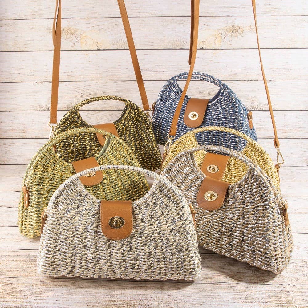 Woven Straw Top Handle Handbag