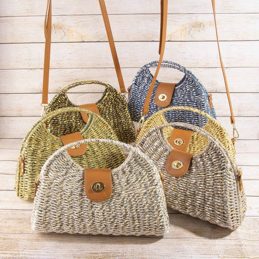 Woven Straw Top Handle Handbag