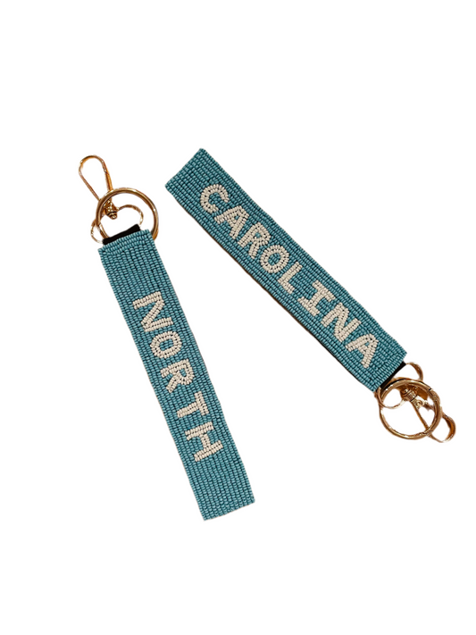 UNC North Carolina Beaded Wrist Keychain