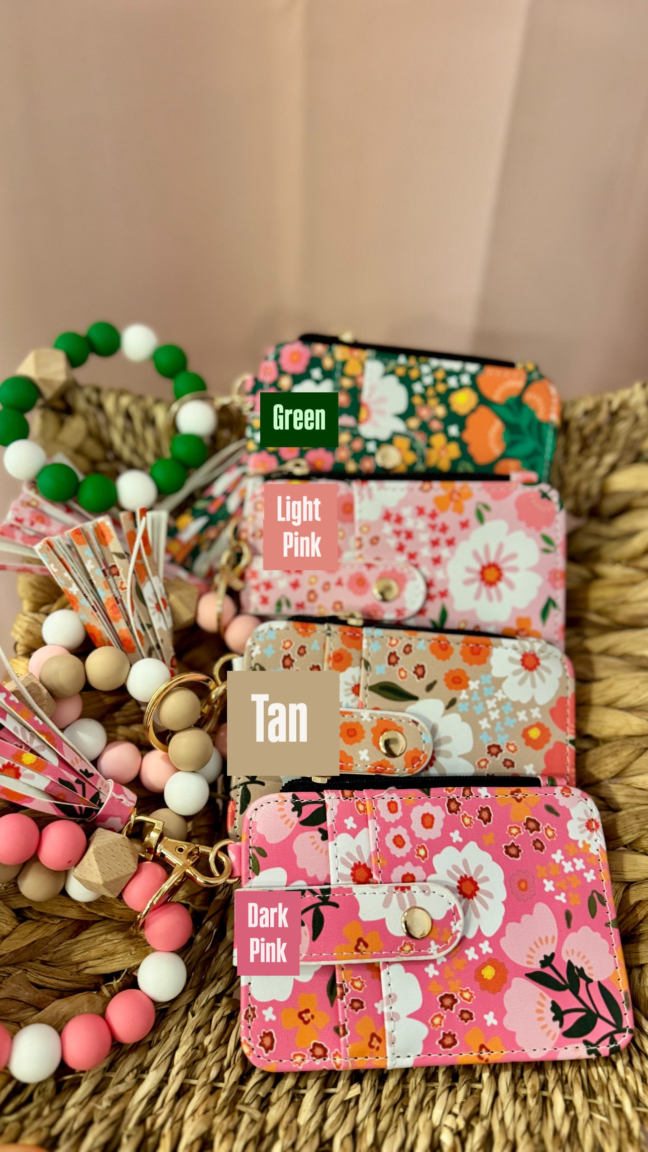 Floral ID Wristlet Card Holders