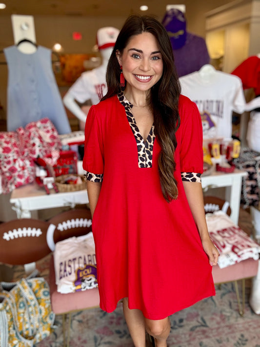 Rayna Leopard Trim Dress