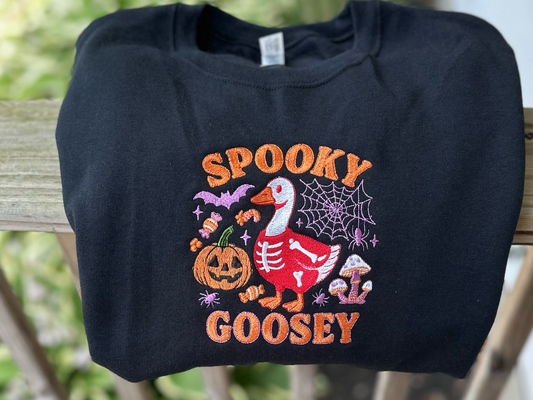 Spooky Goosey Halloween Embroidered Crewneck