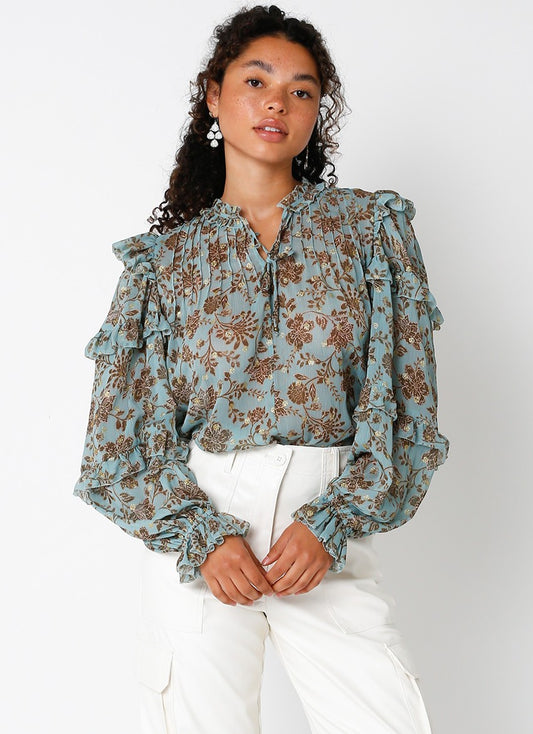 Iris Floral Long Sleeve Blouse