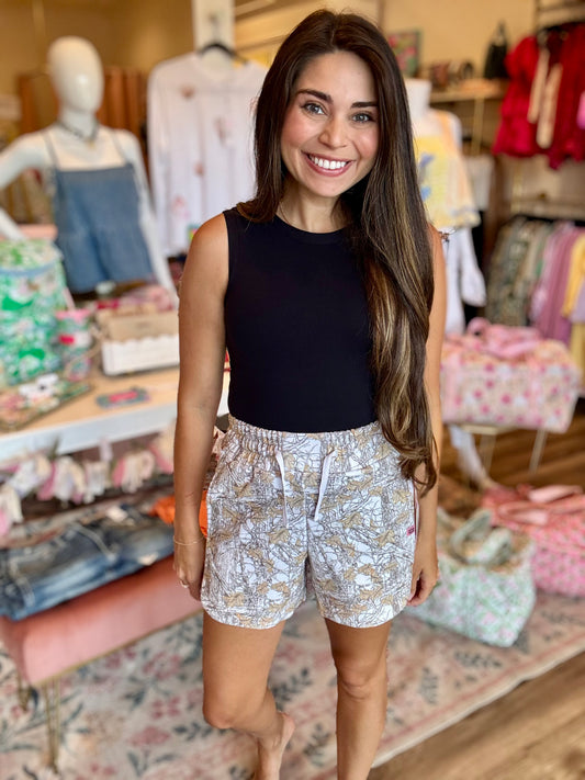 Simply Southern White Contrast Camo Shorts
