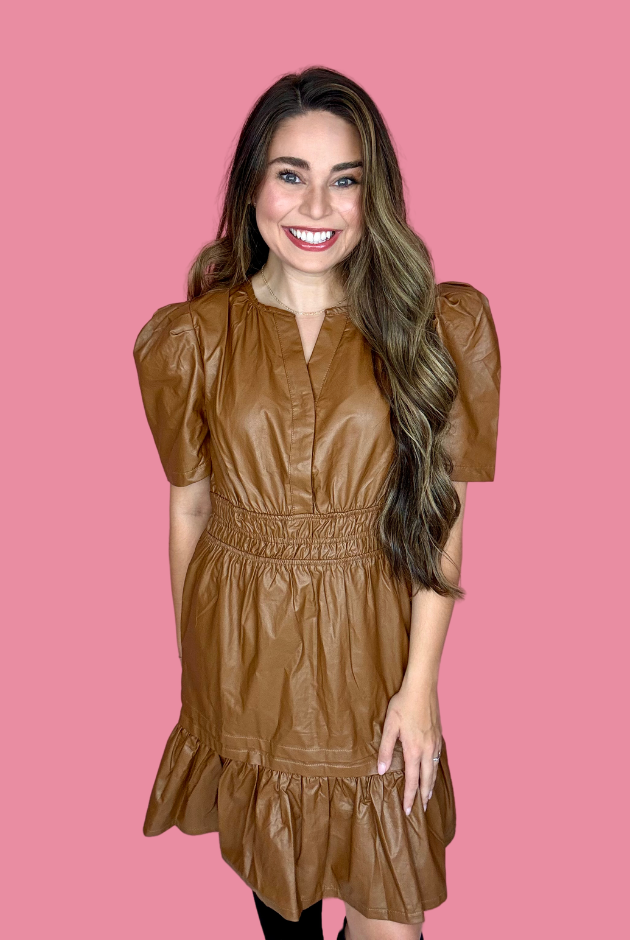 Simply Southern Fawn Vegan Leather Dress