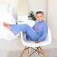 Blue MOCKNECK FLARE SWEATSUIT Gingham Bow Kids Set