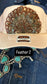 CREAM BEIGE FEATHER TRUCKER HAT