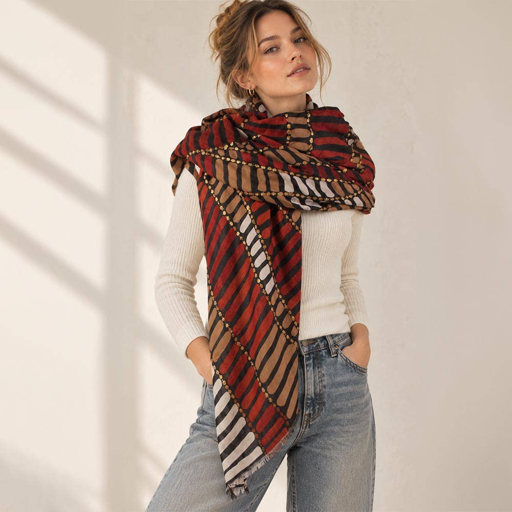 Geometric Pattern Print Lightweight Oversized Shawl Scarf