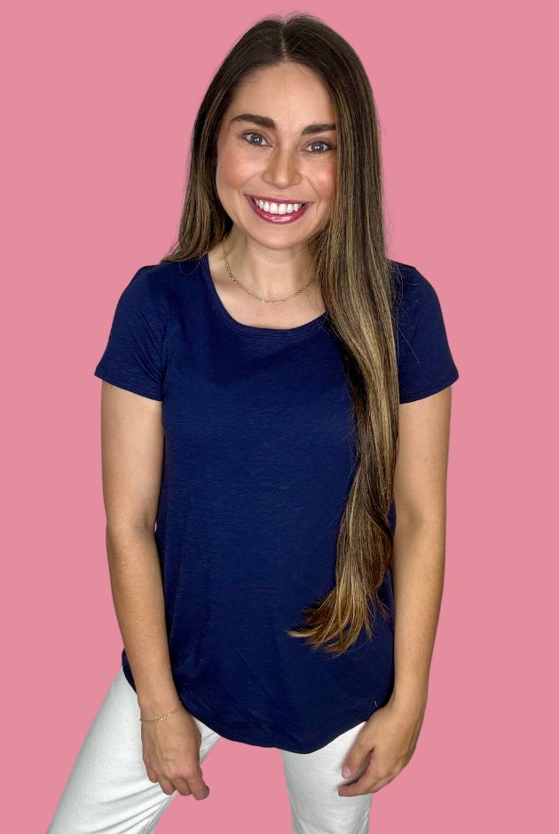 Lilly Pulitzer Etta Scoop Neck True Navy Tee