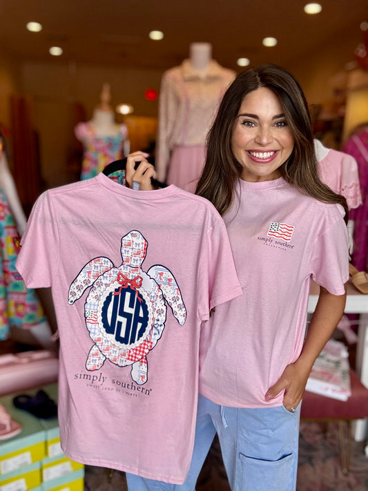 Simply Southern USA Turtle Peony Tee