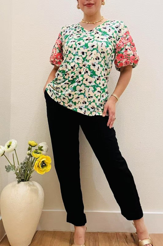 Kenna Floral Embroidery Blouse
