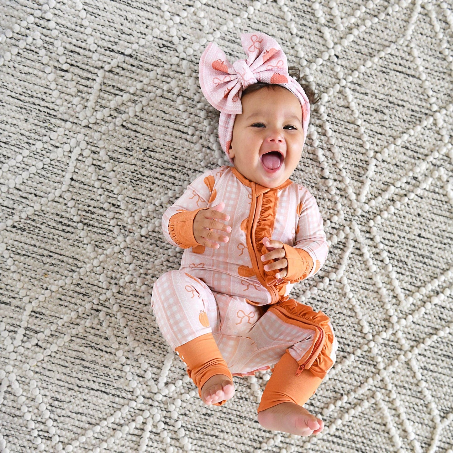 Reagan RUFFLE ZIP Bamboo Pumpkin Baby Outfit