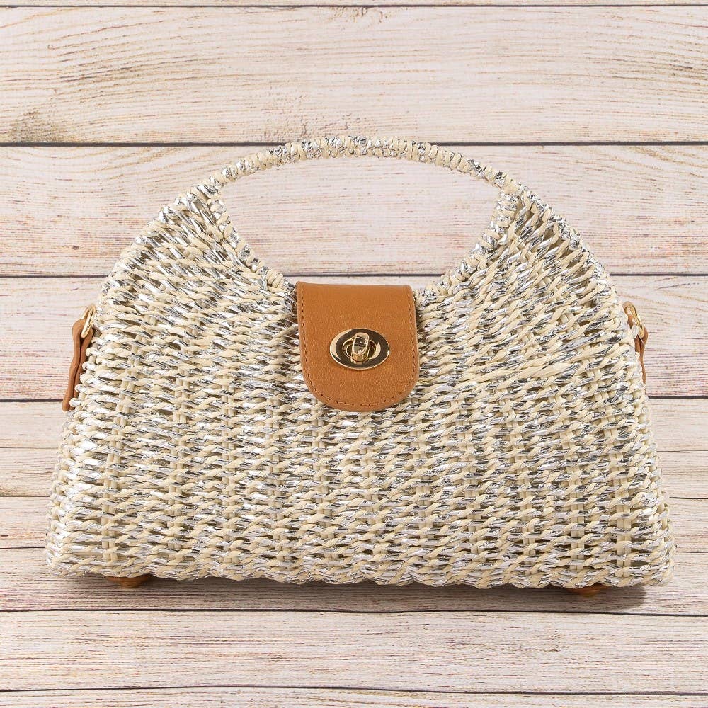 Woven Straw Top Handle Handbag