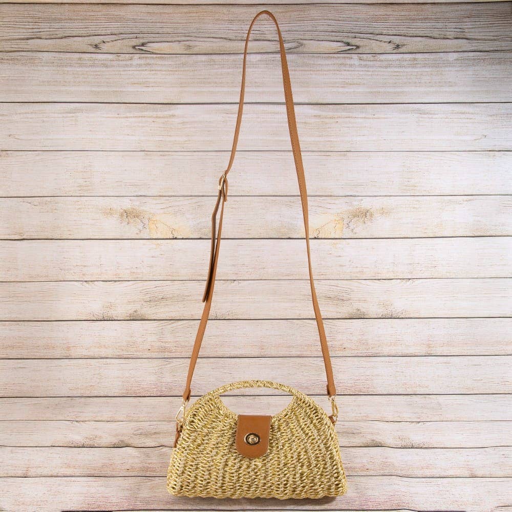 Woven Straw Top Handle Handbag