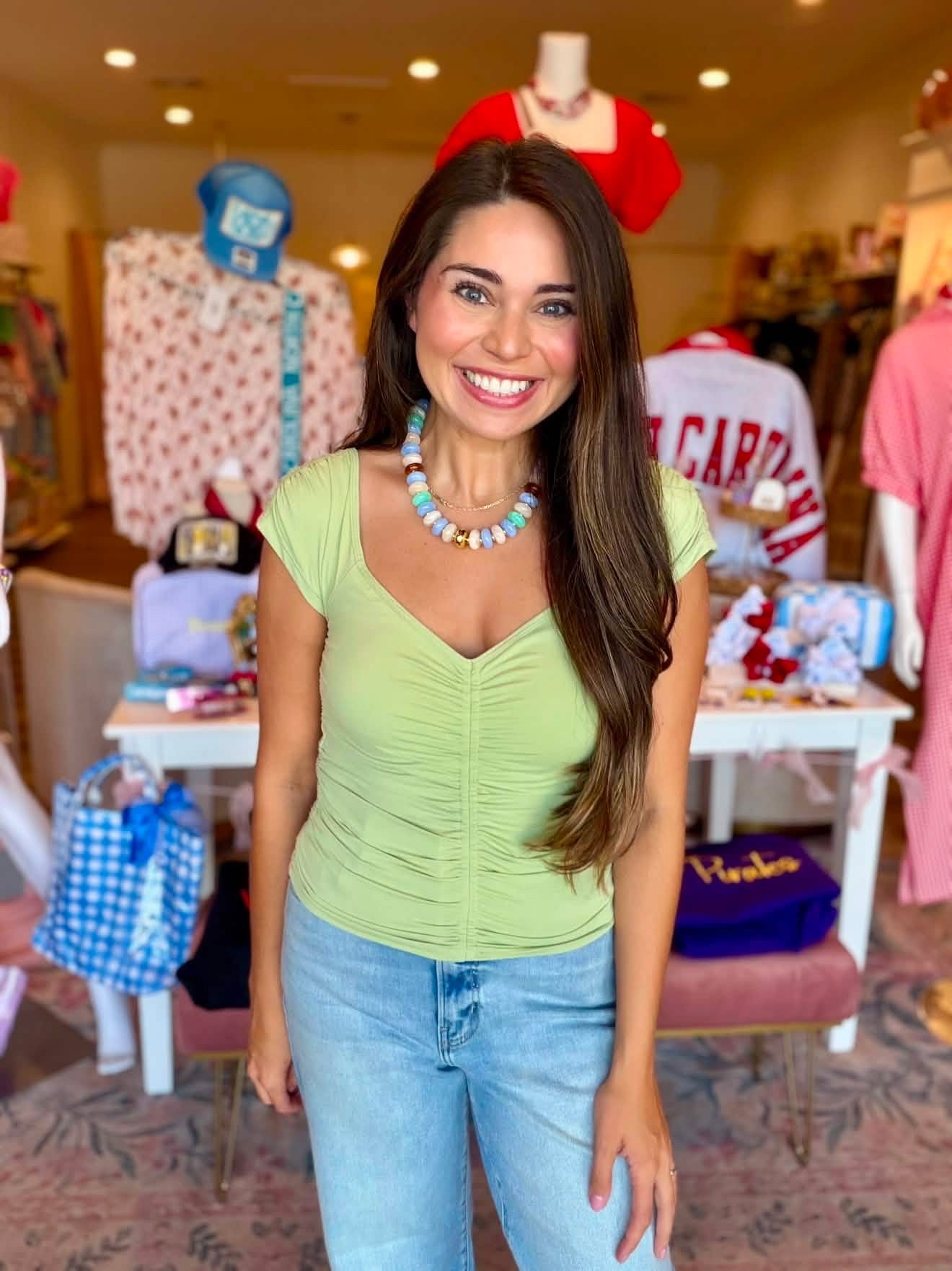 Mika Green Top/Built in Bra