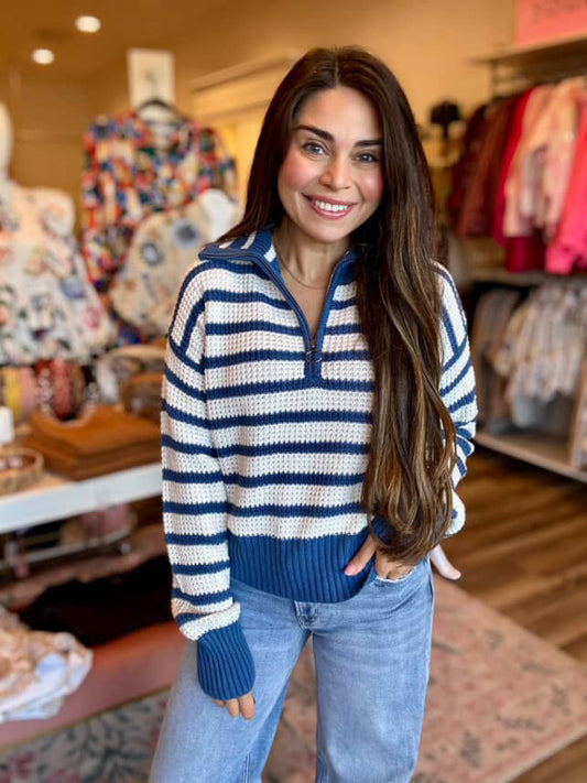 Simply Southern Striped Quarter Zip