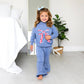 Blue MOCKNECK FLARE SWEATSUIT Gingham Bow Kids Set