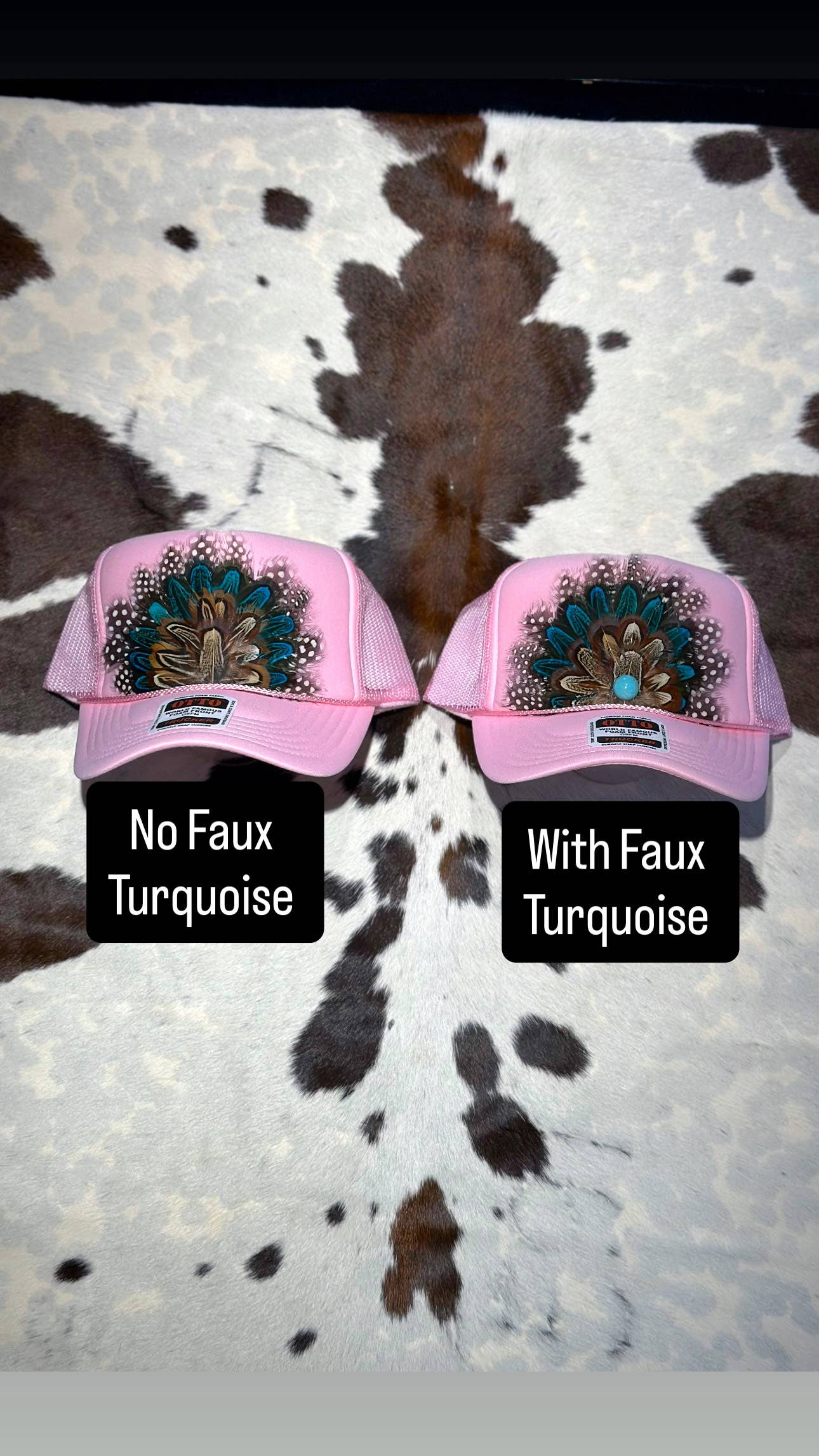 LIGHT PINK FEATHER TRUCKER HAT